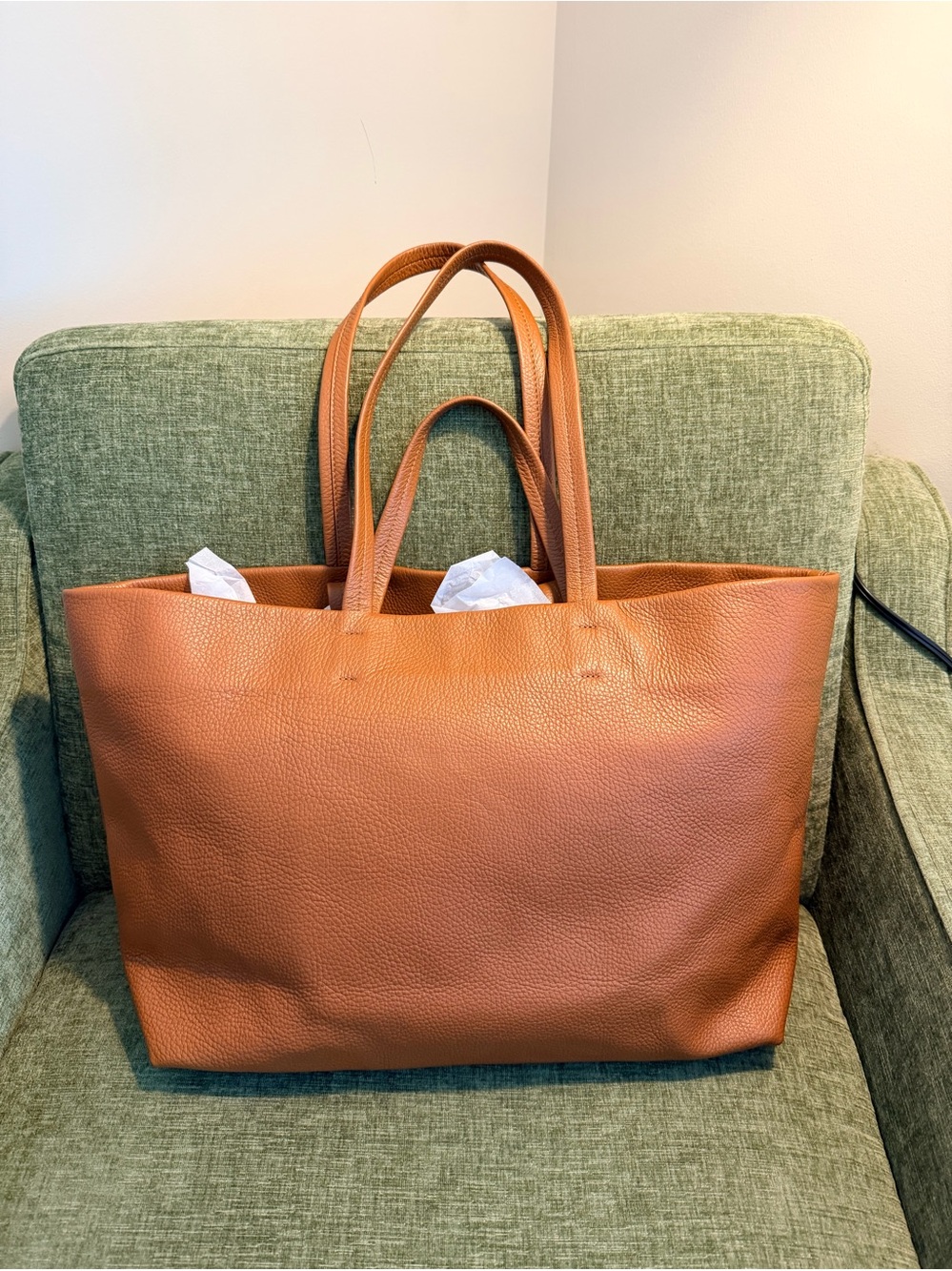 Cuyana Classic Large Leather Tote in Cognac
